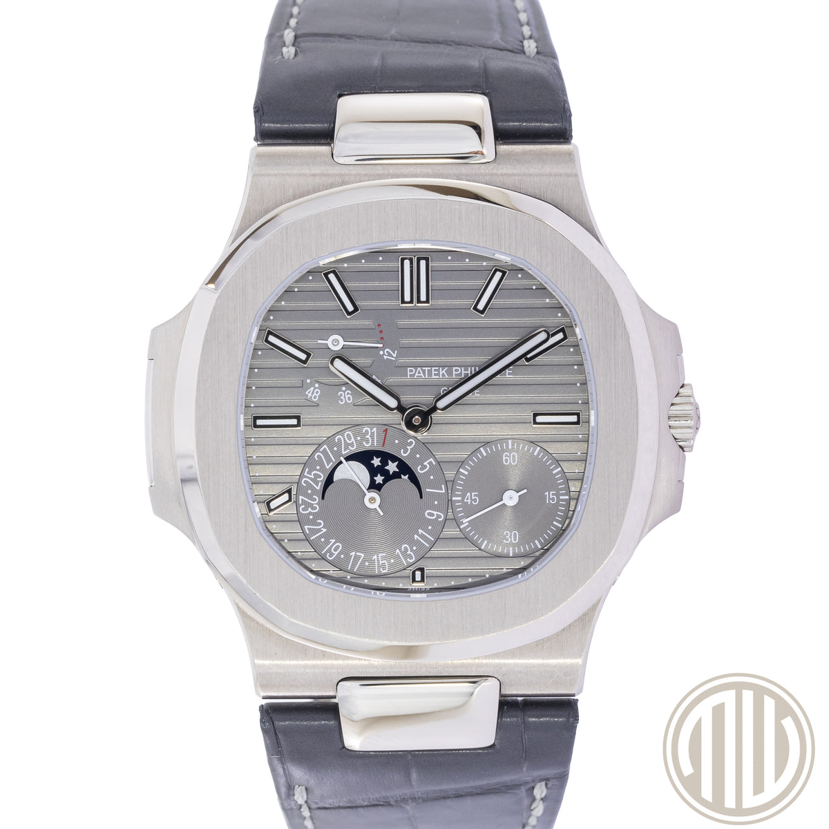 Patek Philippe Nautilus 18kt Whitegold | Moonphase | German Watch | Box and Papers