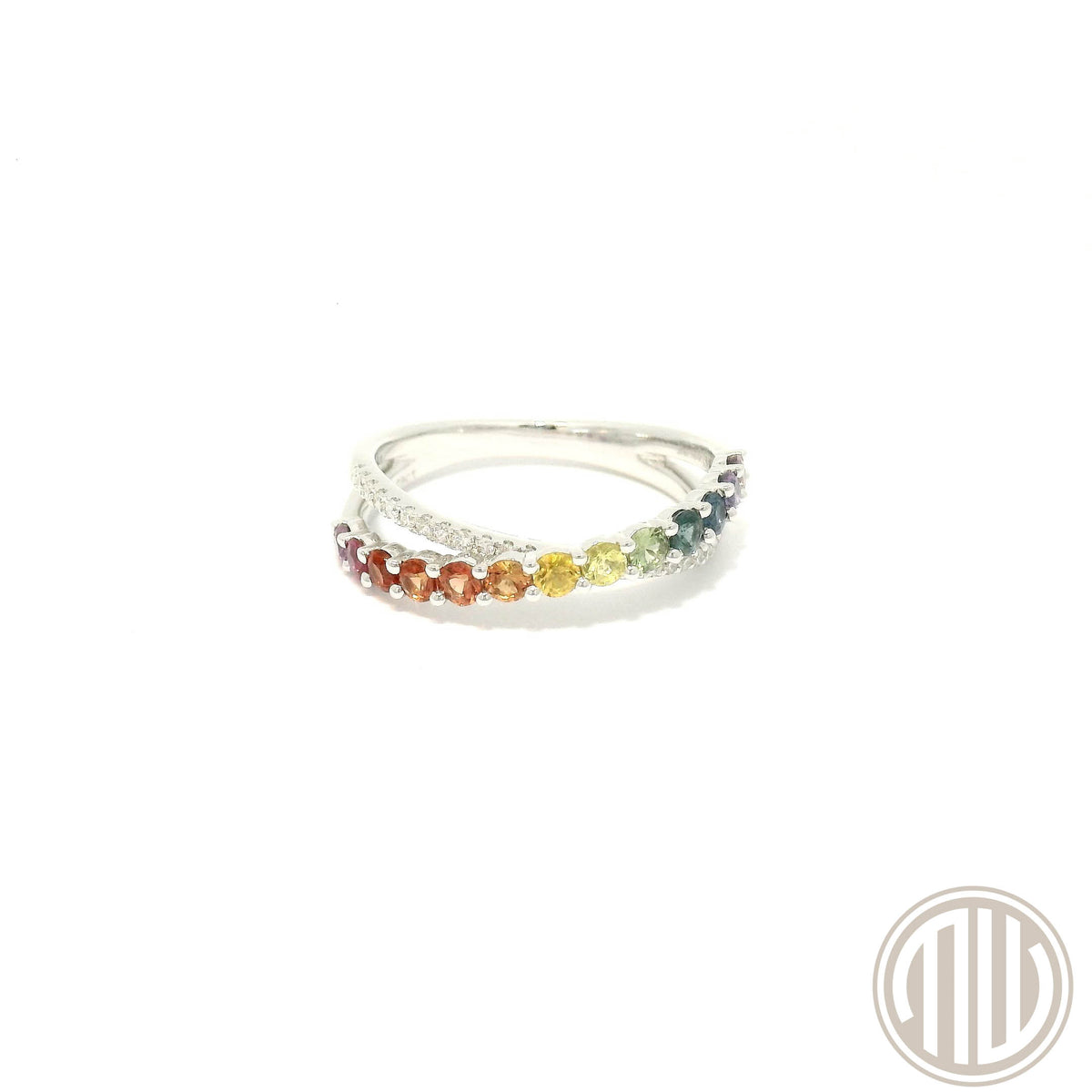 Rainbow Diamant-Saphir Ring 750 Weißgold