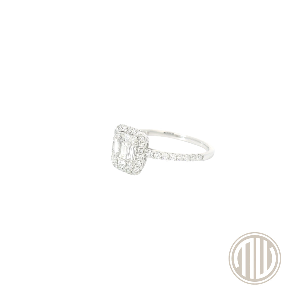 Diamant Baguette Ring 750 Weißgold