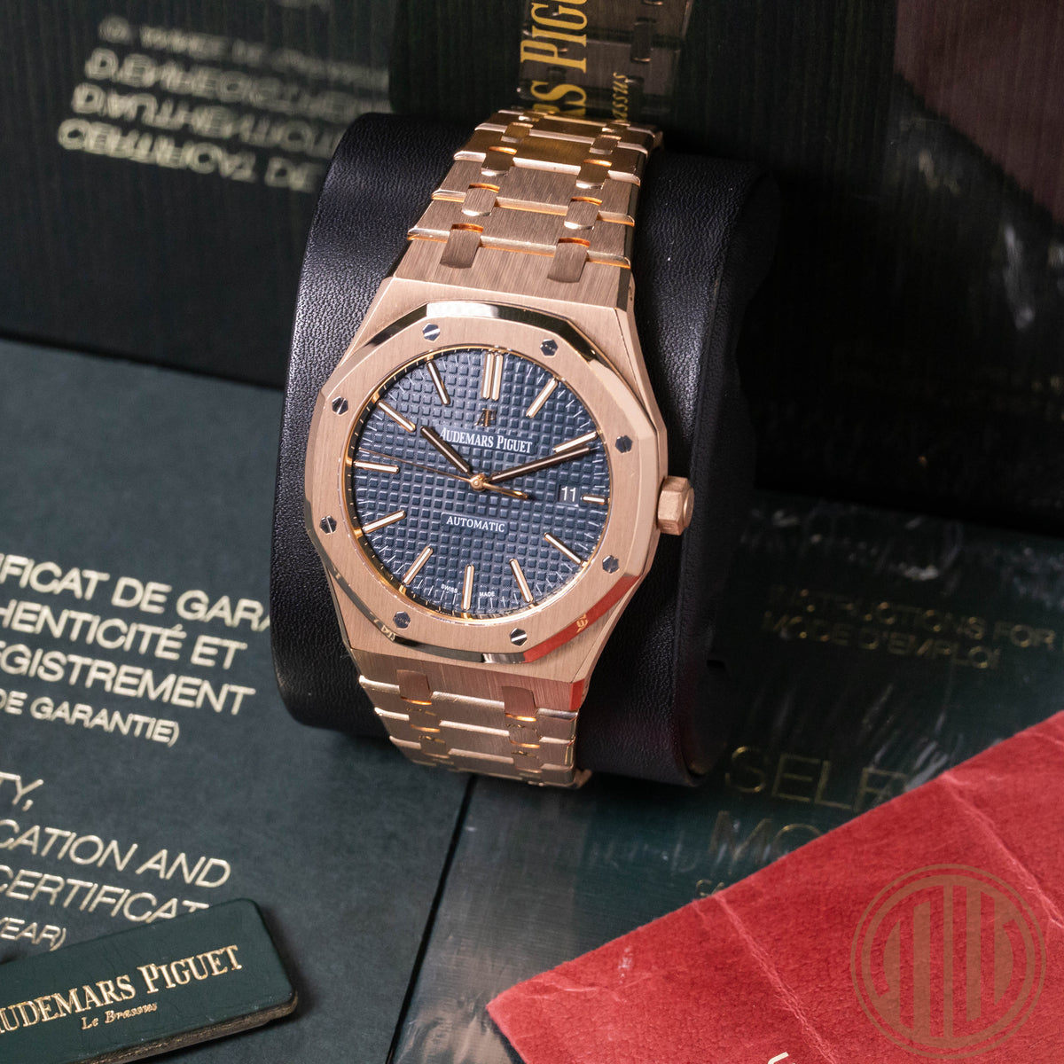 Audemars Piguet Royal Oak Selfwinding Blue Dial | 18kt Roségold | Orig.Invoice | Box & Papers