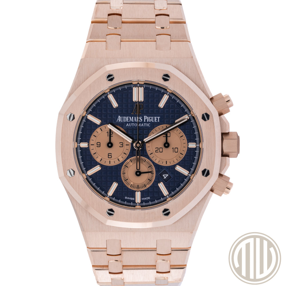 Audemars Piguet Royal Oak Chronograph Blue Dial | New AP-Service | 18kt Roségold | Box and Papers | 2022