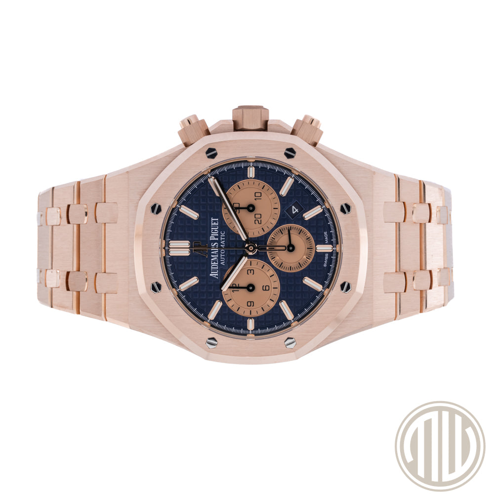 Audemars Piguet Royal Oak Chronograph Blue Dial | New AP-Service | 18kt Roségold | Box and Papers | 2022