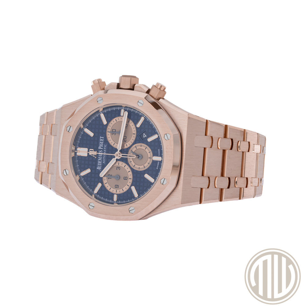 Audemars Piguet Royal Oak Chronograph Blue Dial | New AP-Service | 18kt Roségold | Box and Papers | 2022