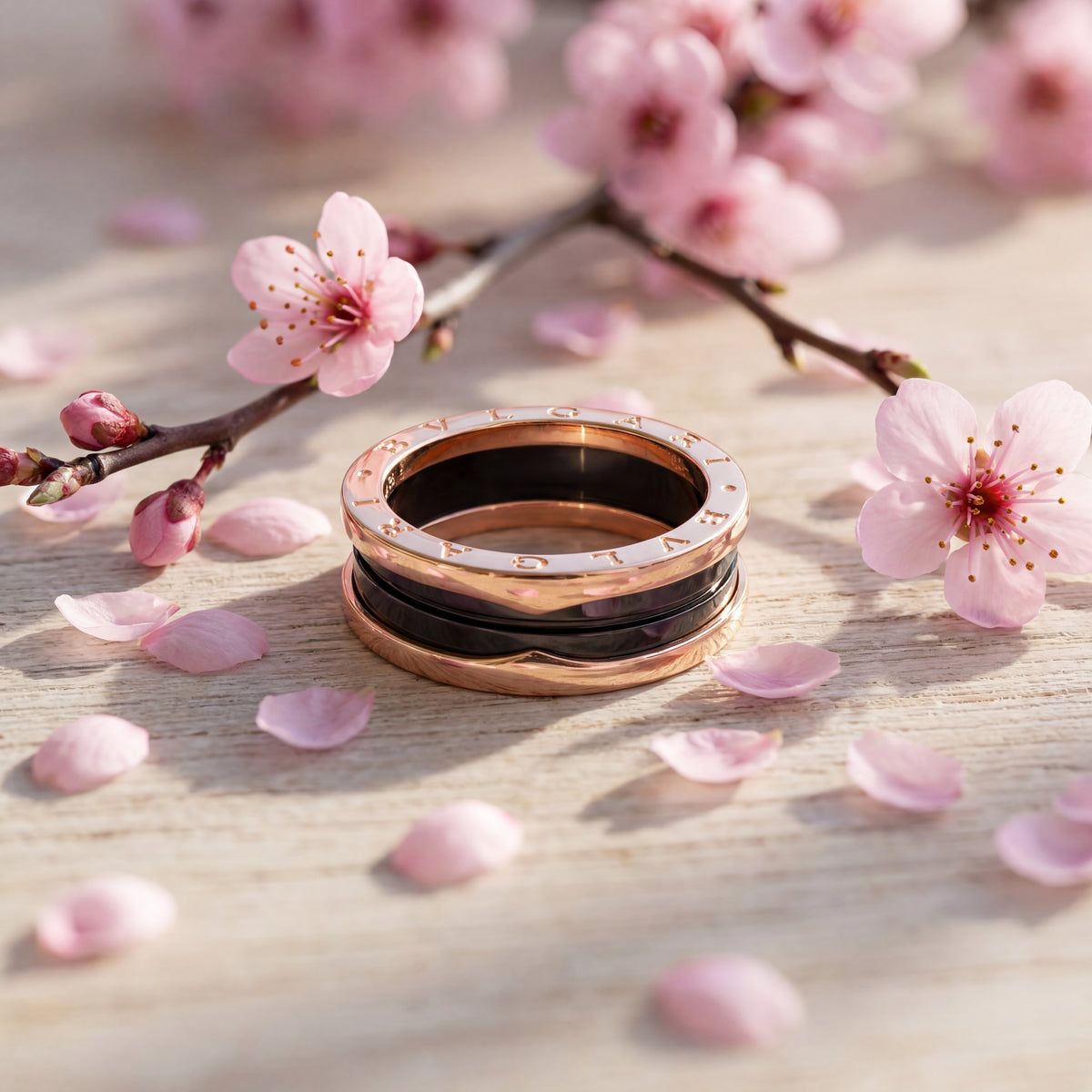Bulgari B.Zero Black Ceramic Ring / 750 Rosegold