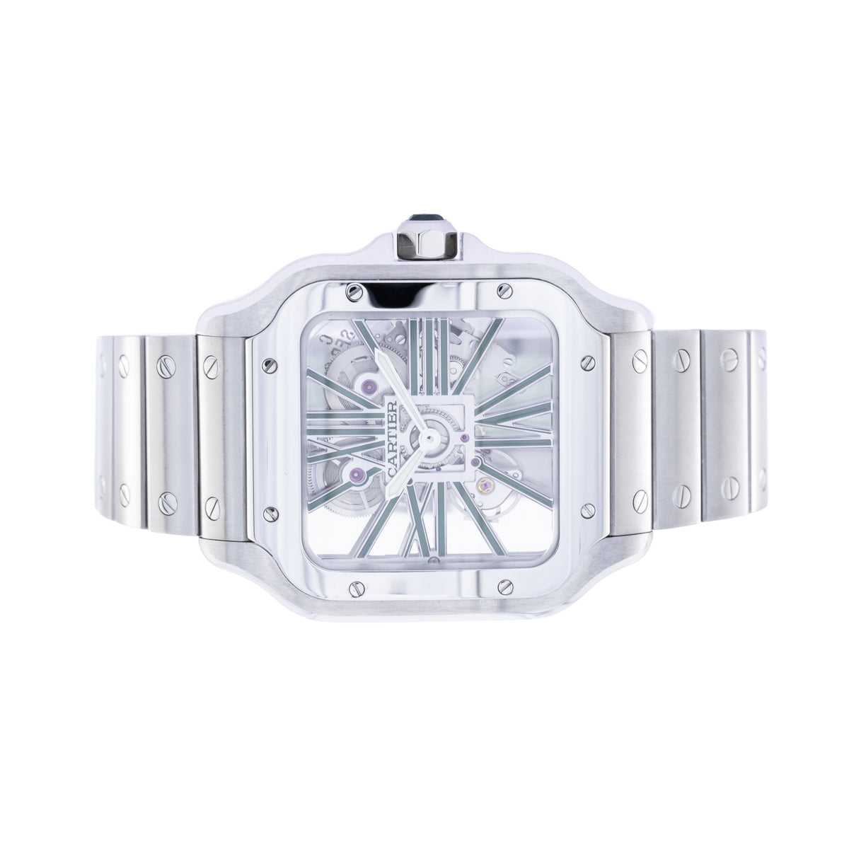 Cartier Santos Esqueleto Verde | Acero inoxidable | Conjunto completo | Sin usar | 2022 | WHSA0028