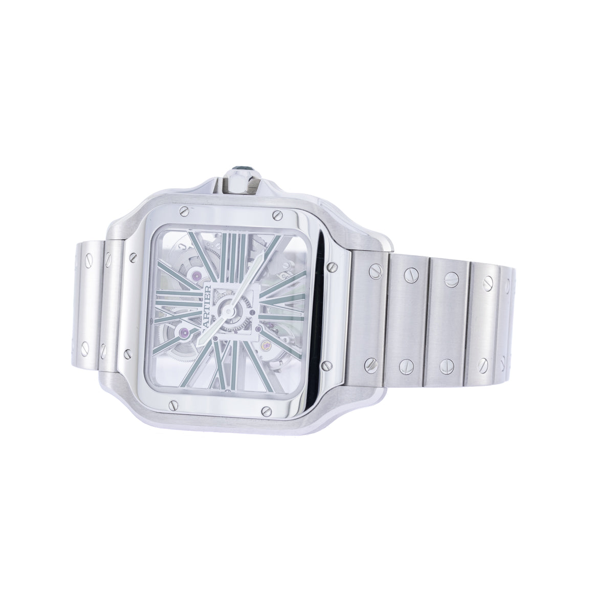 Cartier Santos Esqueleto Verde | Acero inoxidable | Conjunto completo | Sin usar | 2022 | WHSA0028