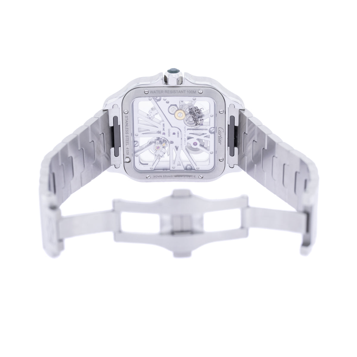 Cartier Santos Skeleton Green | Stainless-Steel | Fullset | Unworn | 2022 | WHSA0028