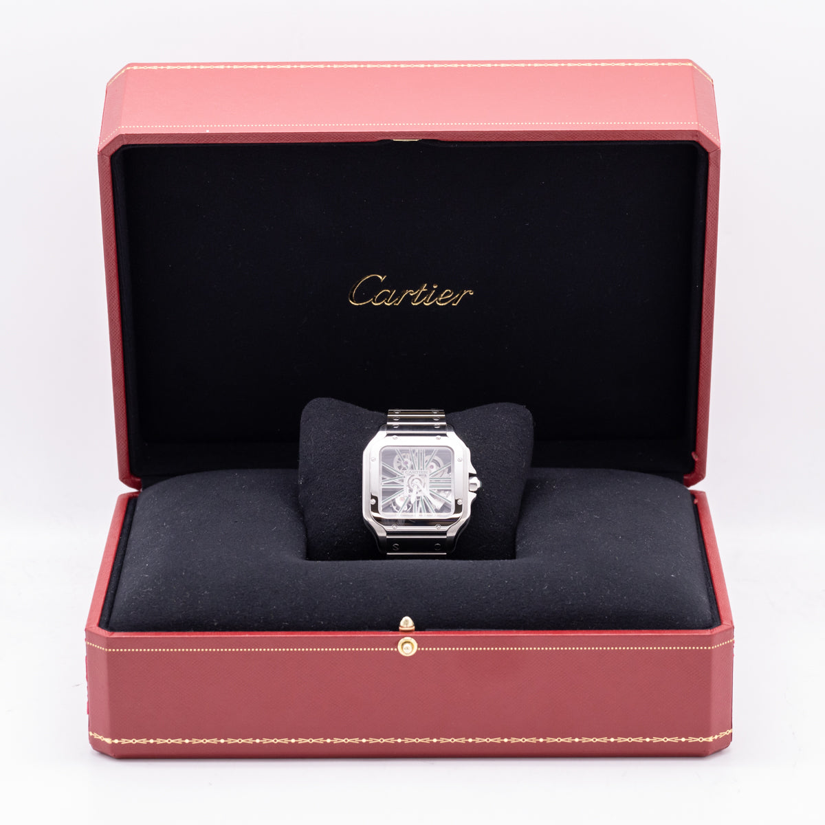 Cartier Santos Skeleton Green | Stainless steel | Full set | Unworn | 2022 | WHSA0028