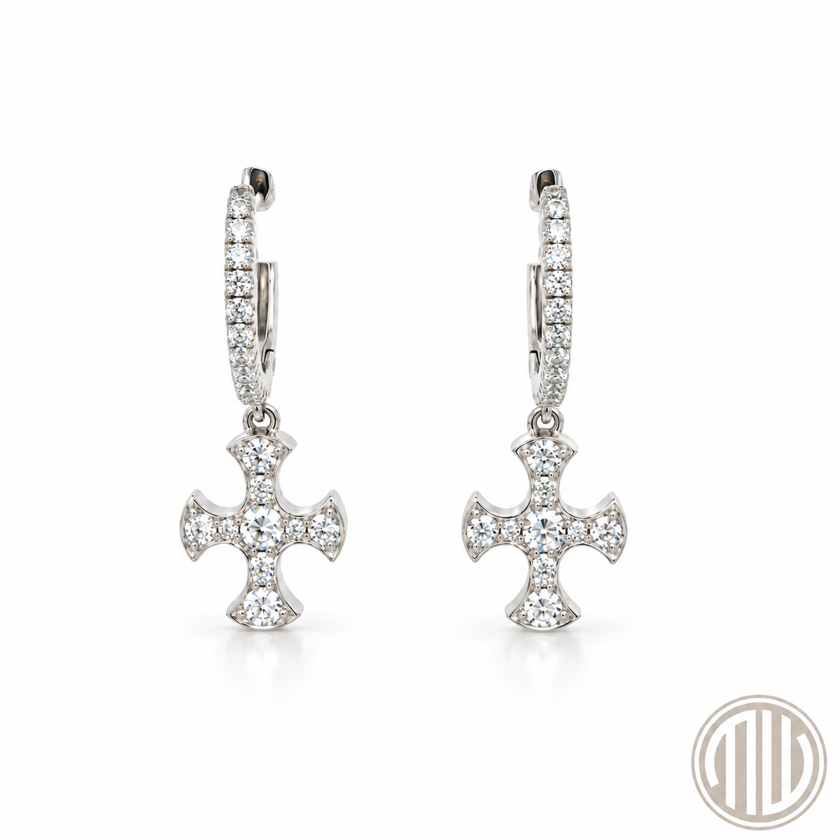 Diamant Kreuz Ohrringe 750 Weißgold