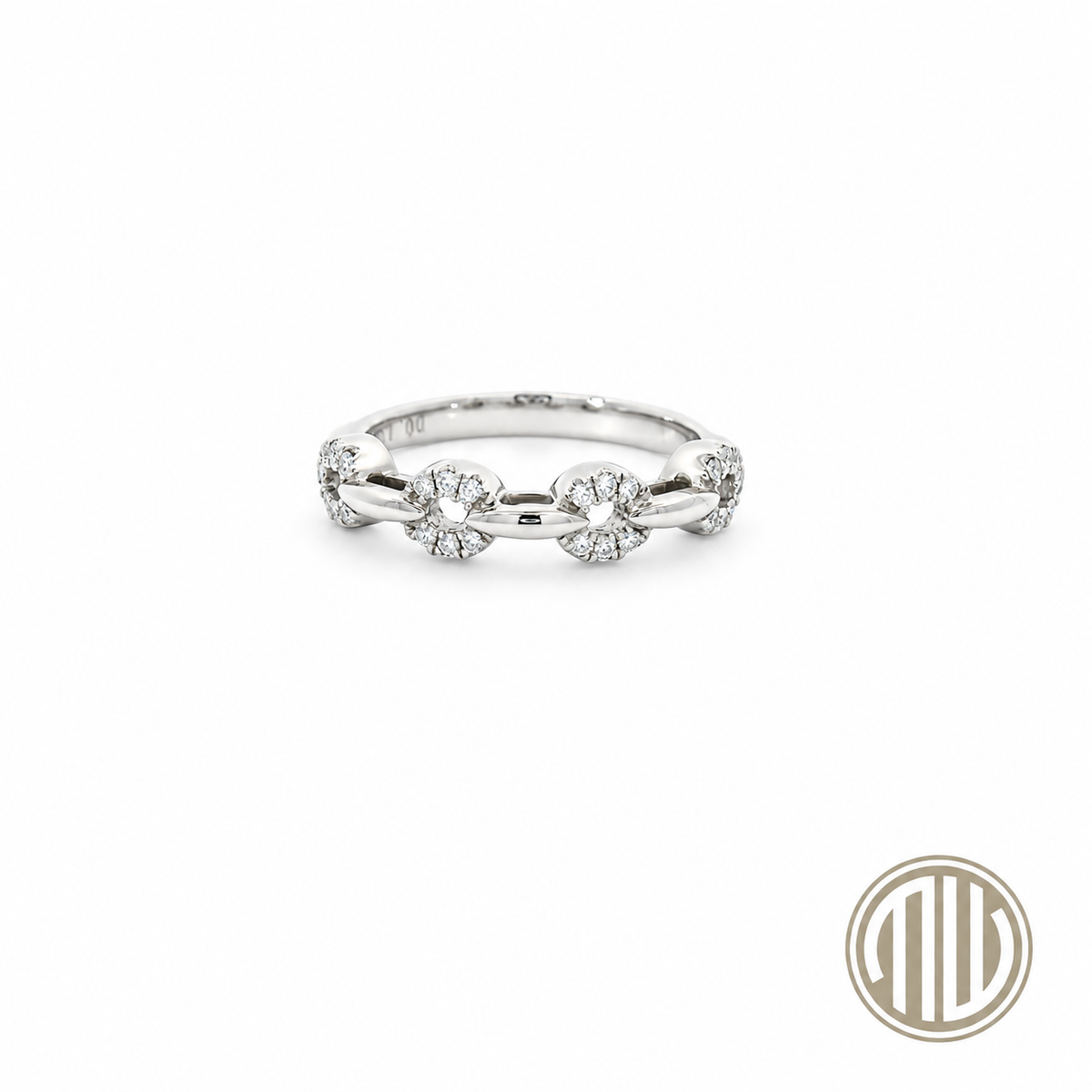 Brilliant Ring Ketten Muster 750 Weißgold 0.13ct