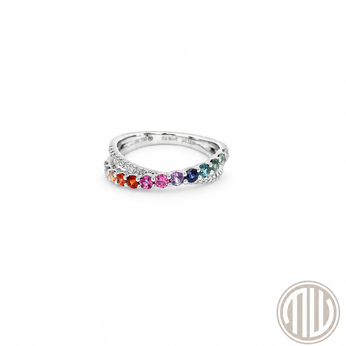 Rainbow Diamant-Saphir Ring 750 Weißgold