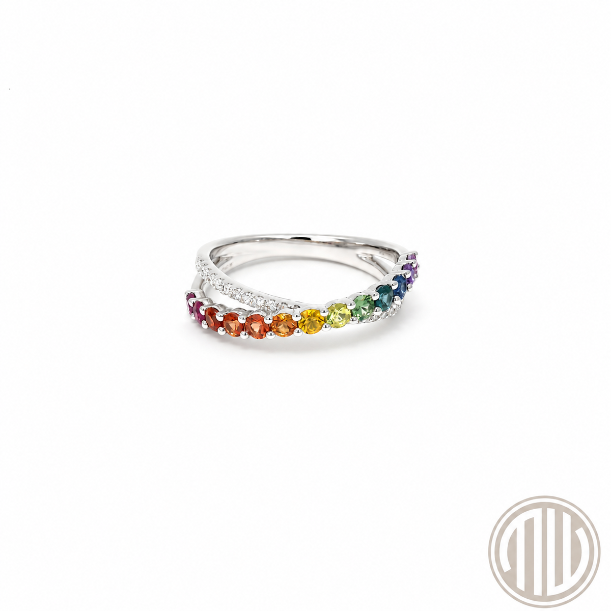 Rainbow Diamant-Saphir Ring 750 Weißgold