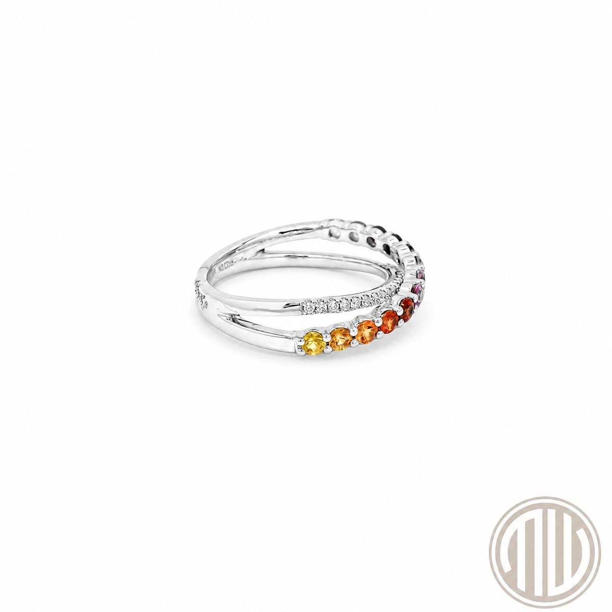 Rainbow Diamant-Saphir Ring 750 Weißgold