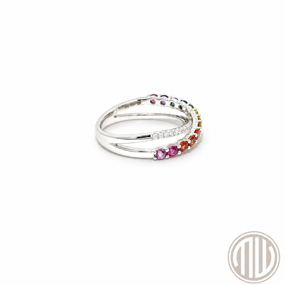 Rainbow Diamant-Saphir Ring 750 Weißgold