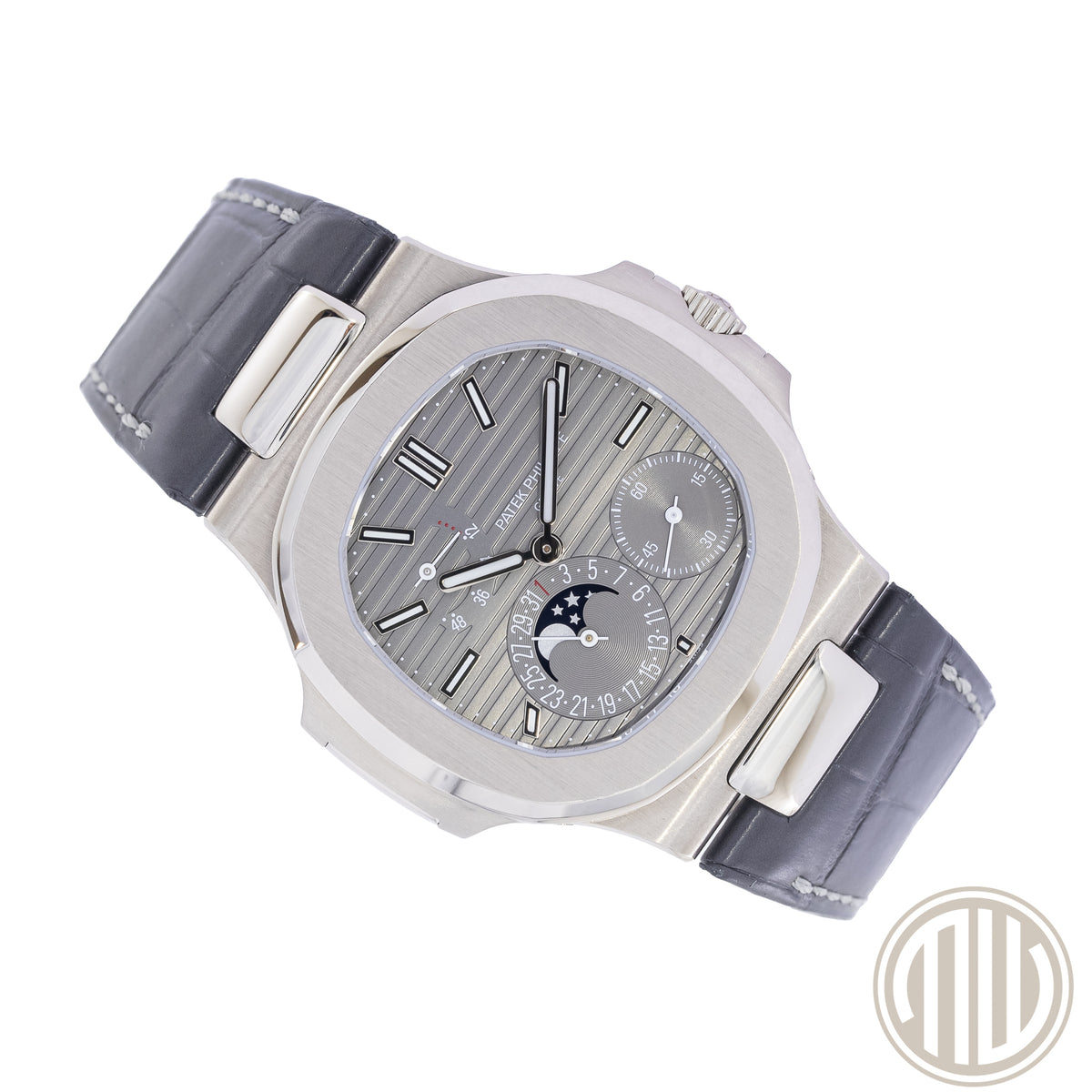 Patek Philippe Nautilus 18kt Whitegold | Moonphase | German Watch | Box and Papers