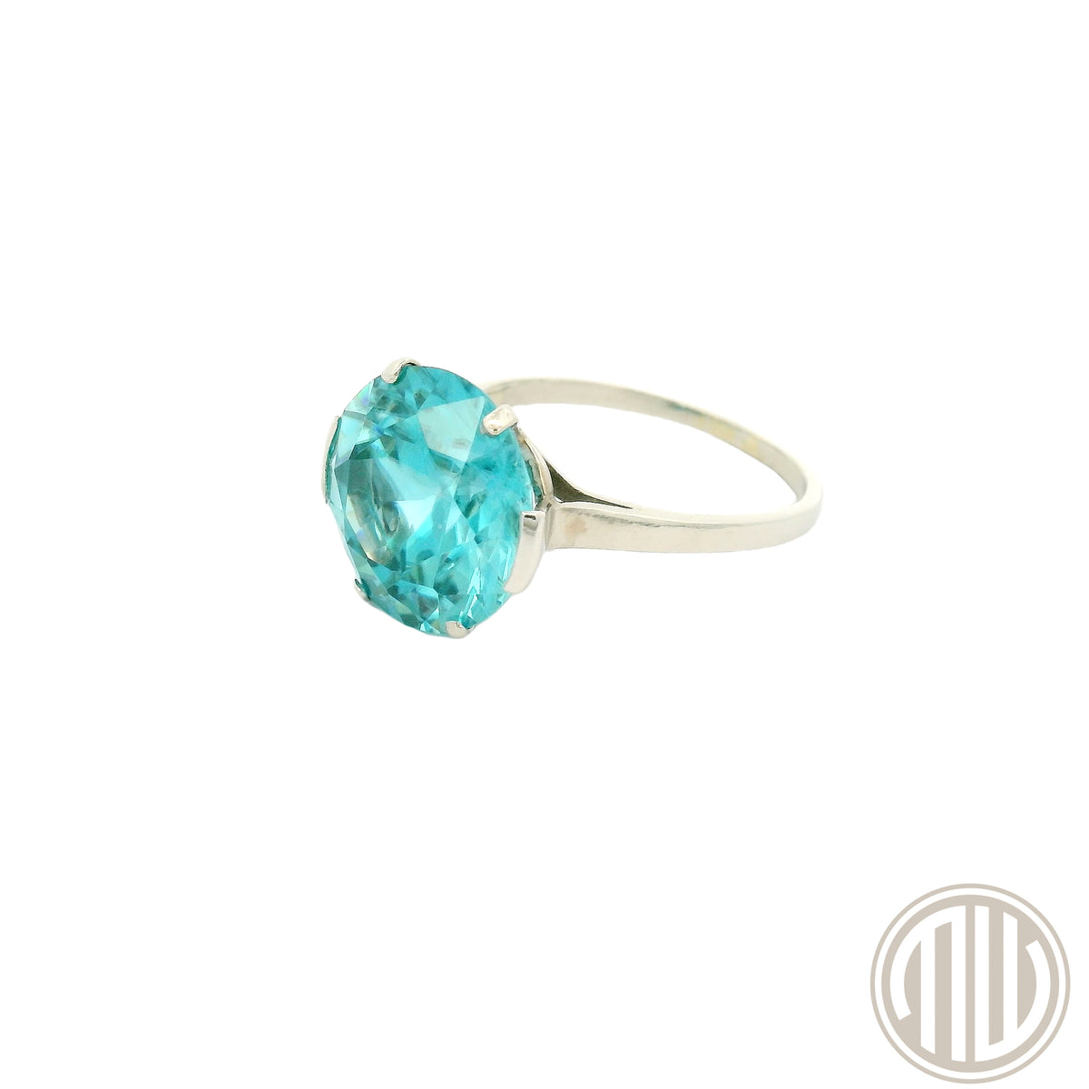 Natural Blue Zircon Ring 9ct