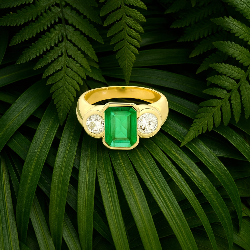 Ring Emerald 1.0ct | Origin Zambia | Minor | 750 Yellowgold