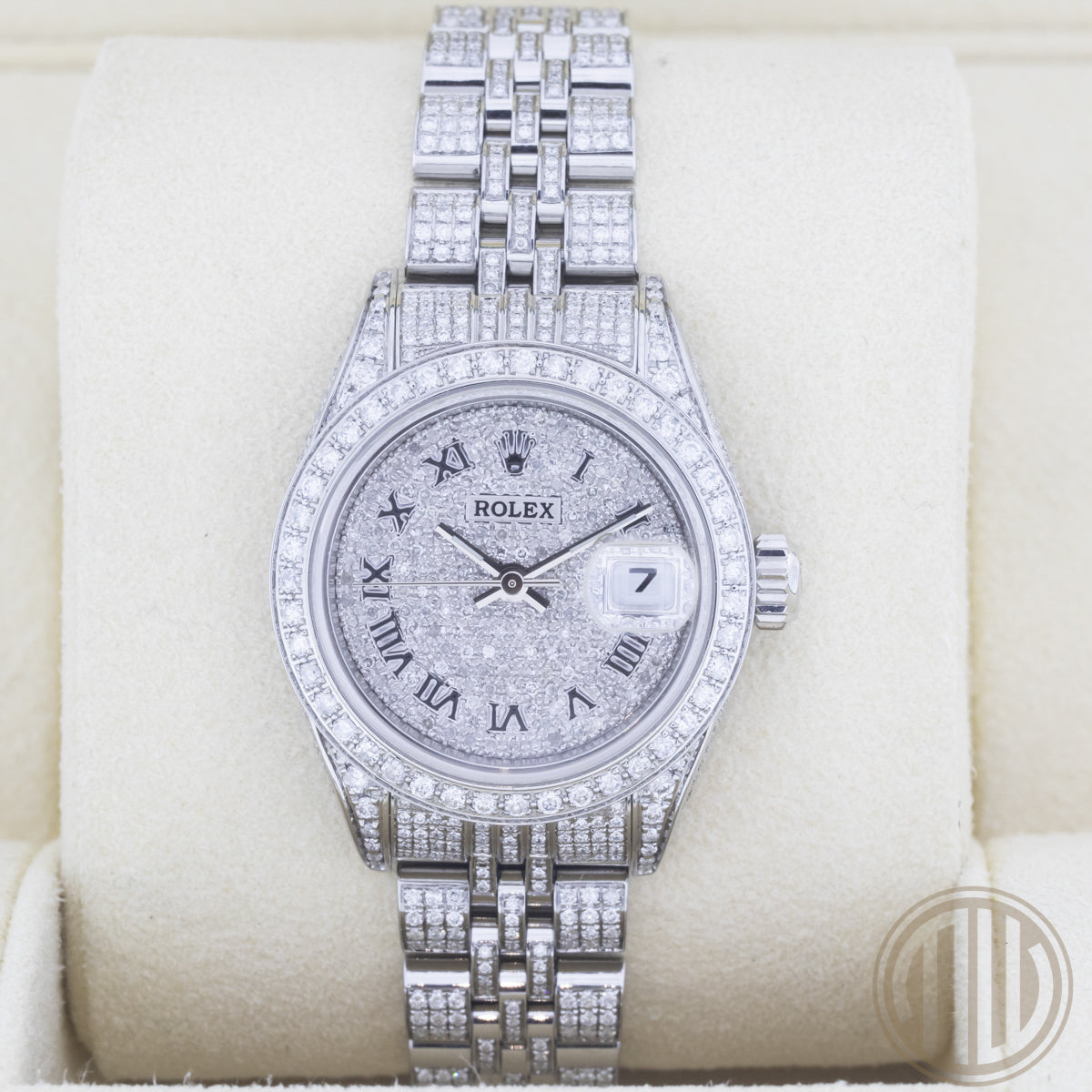 Rolex Oyster Perpetual Lady Date | Iced Out | K-Series | w/Box