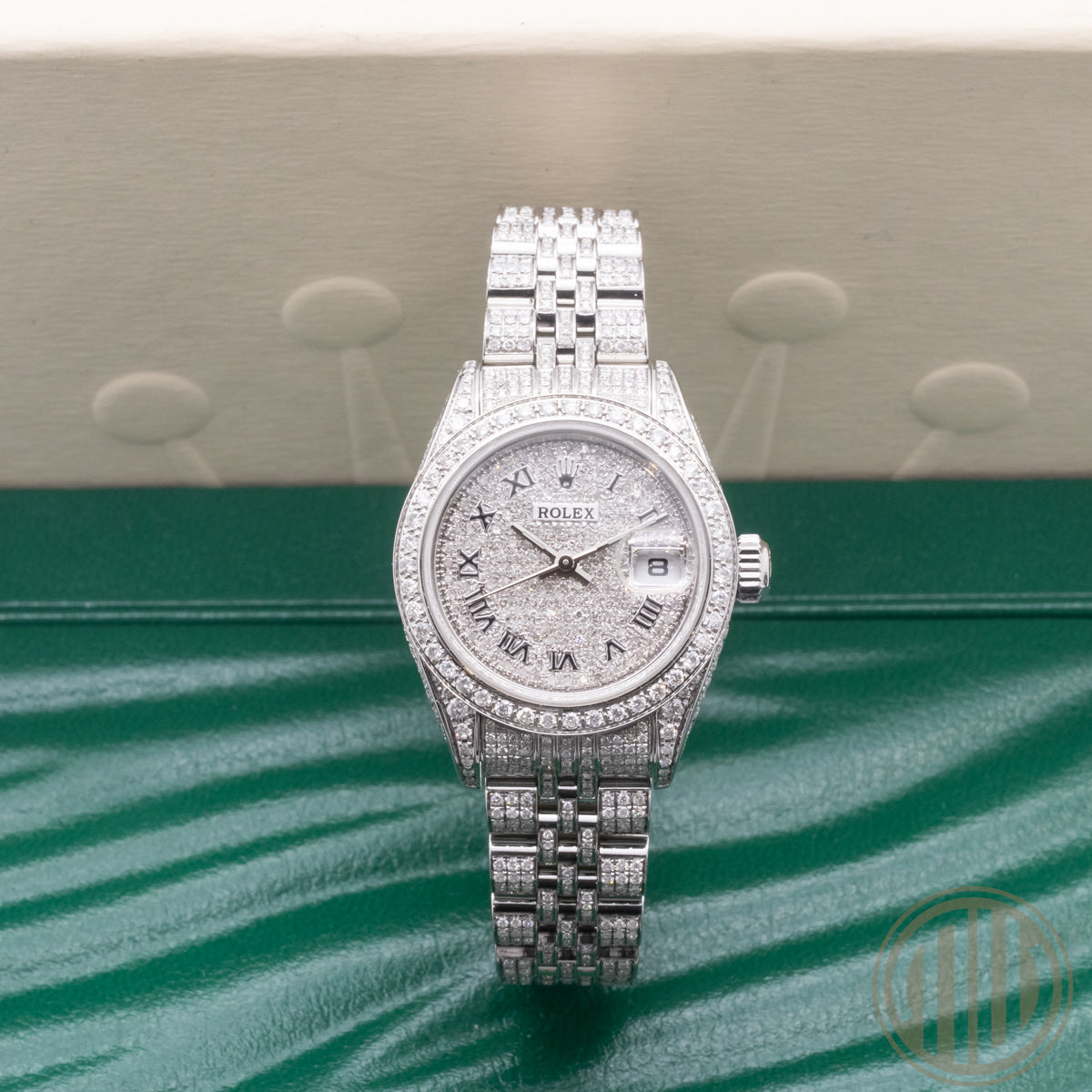 Rolex Oyster Perpetual Lady Date | Iced Out | K-Series | w/Box