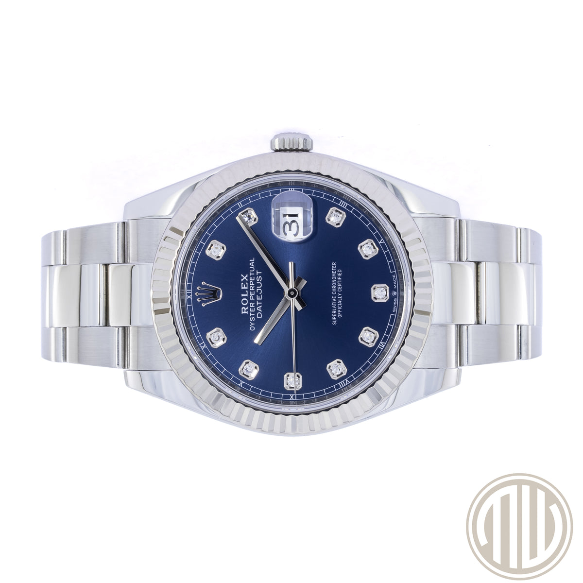 Rolex Datejust 41 Blue Diamond Dial | Fluted Bezel | Box and Papers | 2020 | 126334