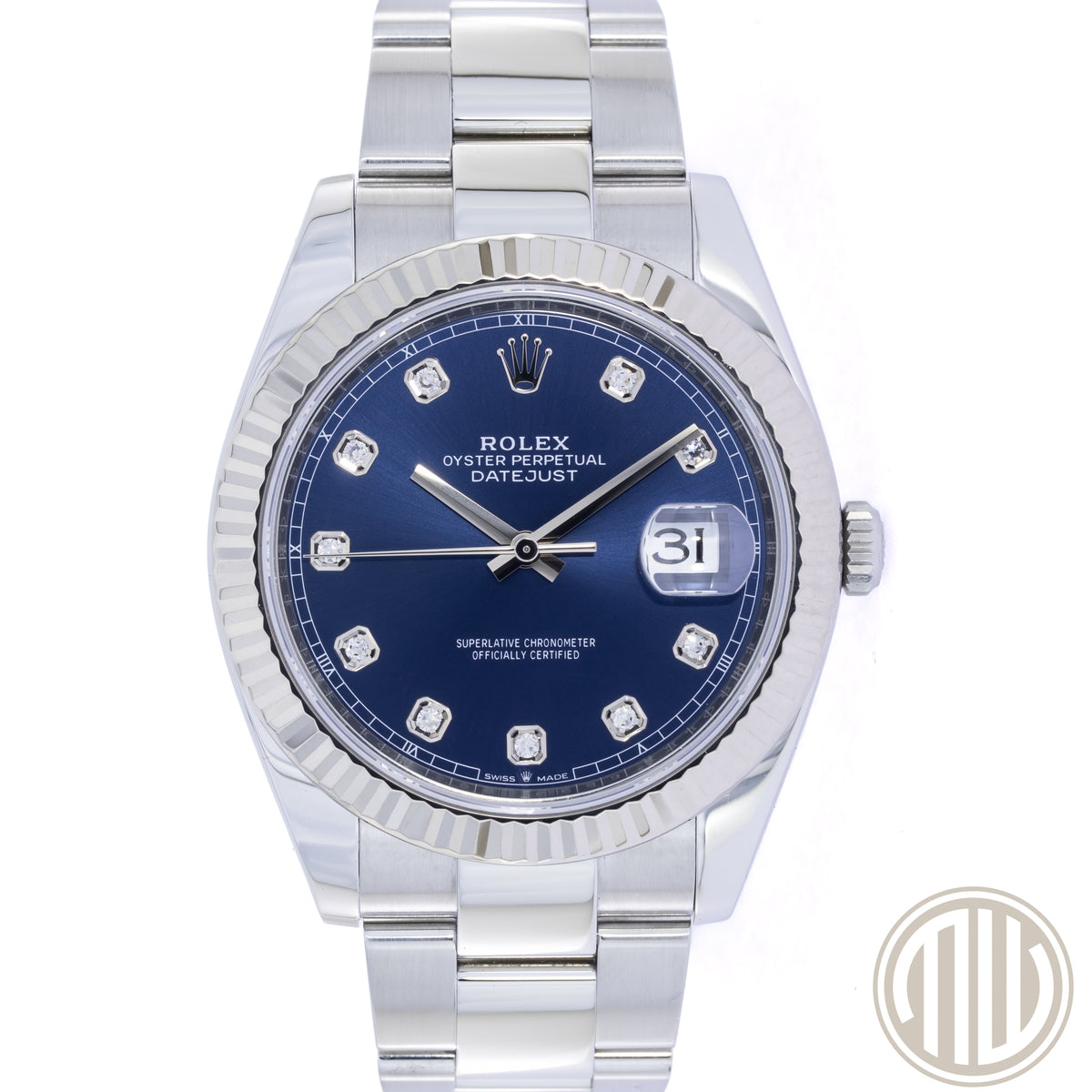 Rolex Datejust 41 Blue Diamond Dial | Fluted Bezel | Box and Papers | 2020 | 126334