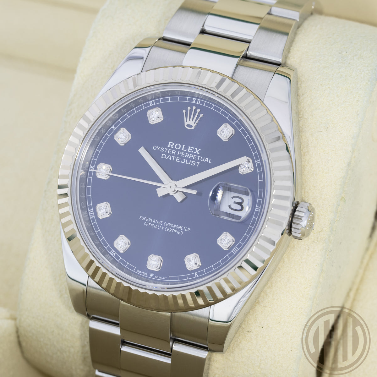 Rolex Datejust 41 Blue Diamond Dial | Fluted Bezel | Box and Papers | 2020 | 126334