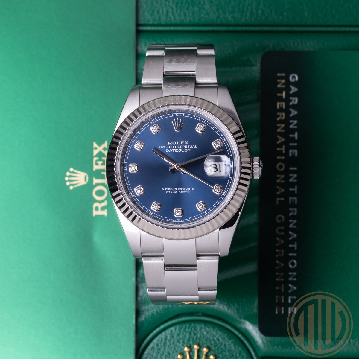 Rolex Datejust 41 Blue Diamond Dial | Fluted Bezel | Box and Papers | 2020 | 126334