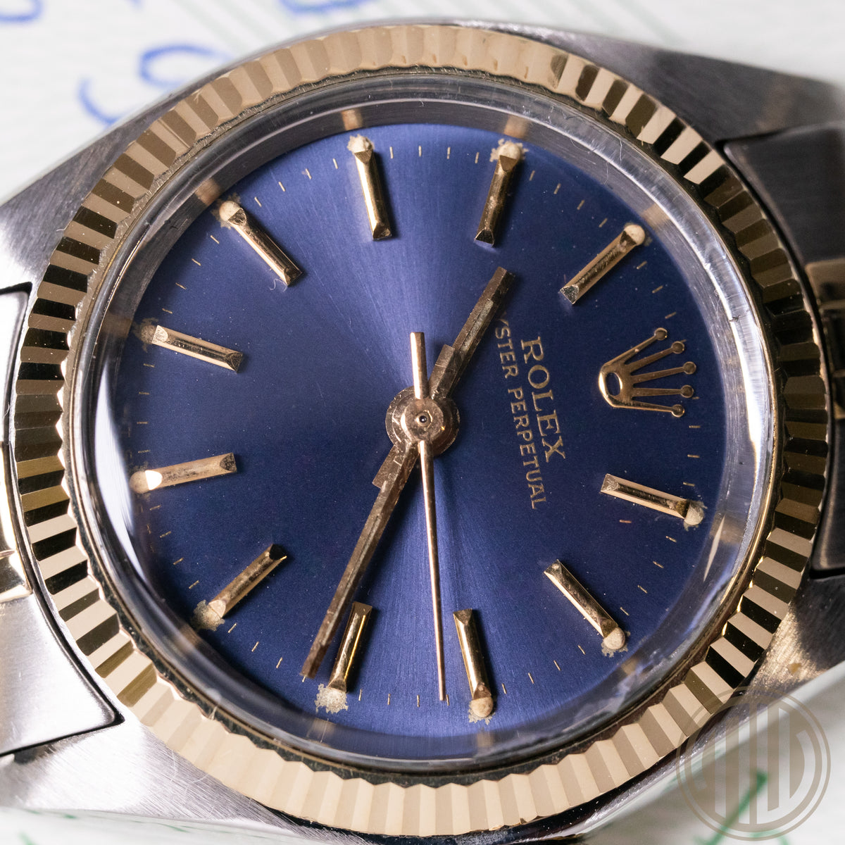 Rolex Oyster Perpetual | Lady | Lc100 | Bicolor | Blue Dial | Orig.Invoice | Box and Papers | 1979