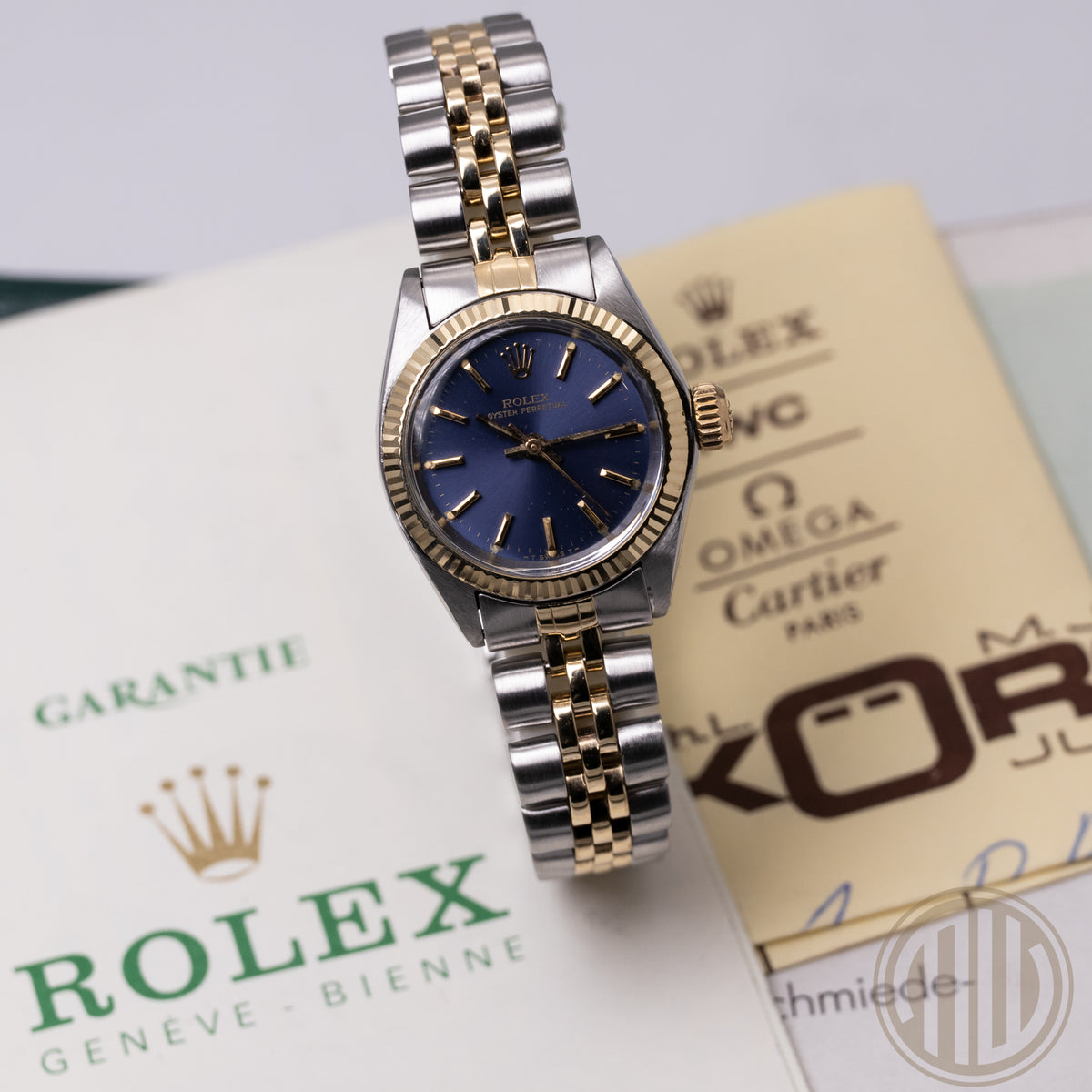 Rolex Oyster Perpetual | Lady | Lc100 | Bicolor | Blue Dial | Orig.Invoice | Box and Papers | 1979