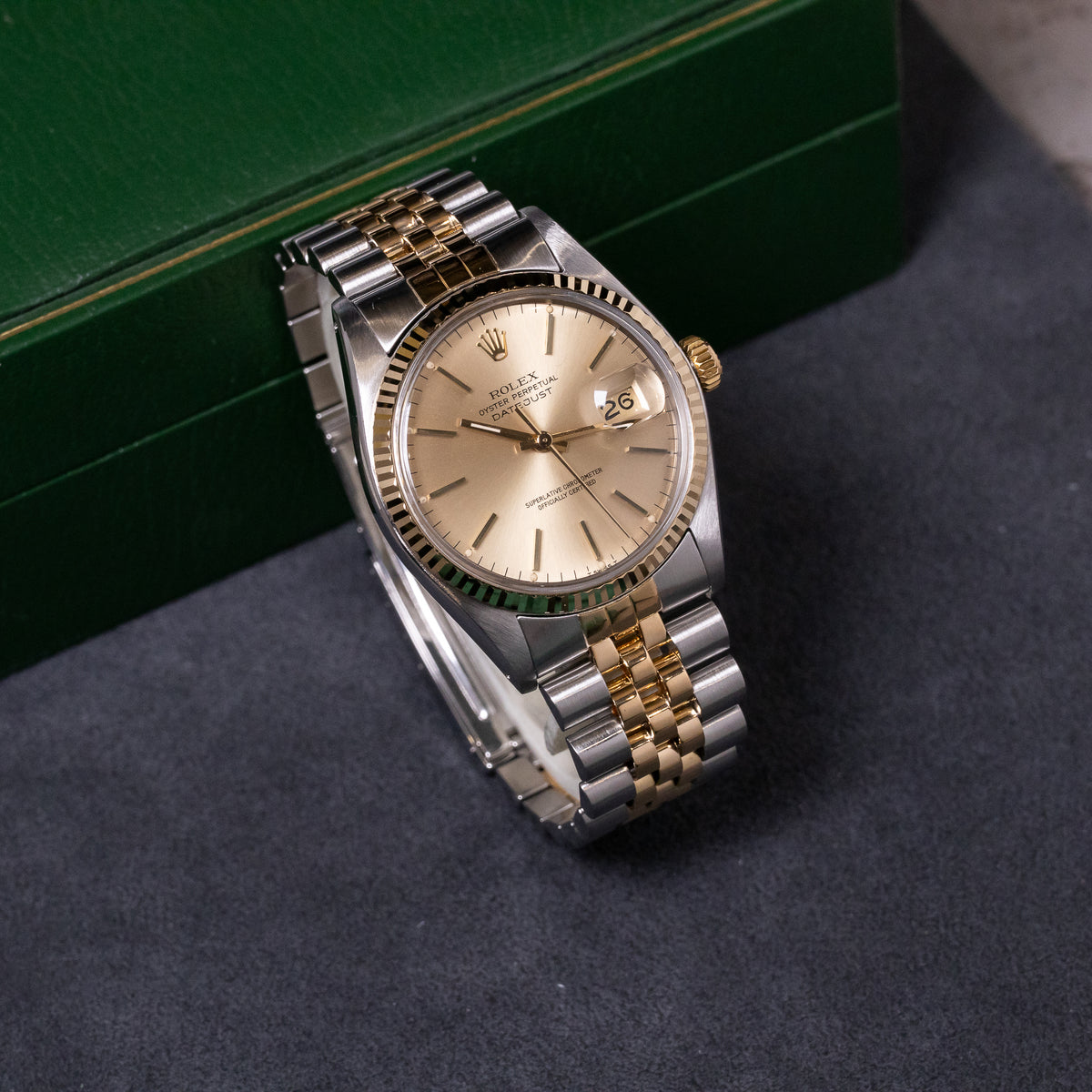 Rolex Datejust 36 Champagne Dial | Lc100 | Bicolor | Box and Papers | 1980