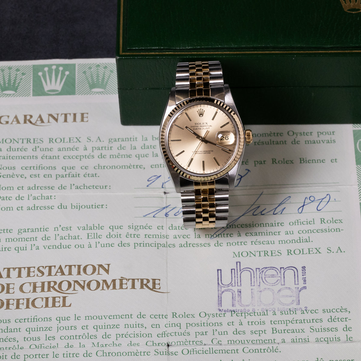 Rolex Datejust 36 Champagne Dial | Lc100 | Bicolor | Box and Papers | 1980