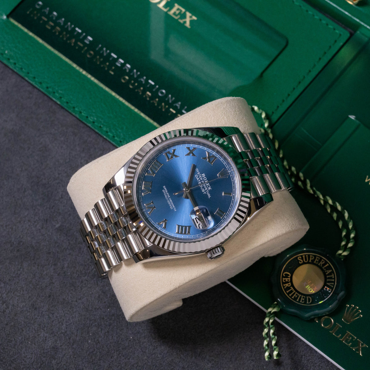 Rolex Datejust 41 Azzurro Roman Dial | Jubilee | Box and Papers | 2021