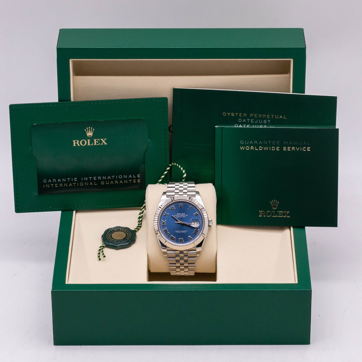 Rolex Datejust 41 Azzurro Roman Dial | Jubilee | Box and Papers | 2021