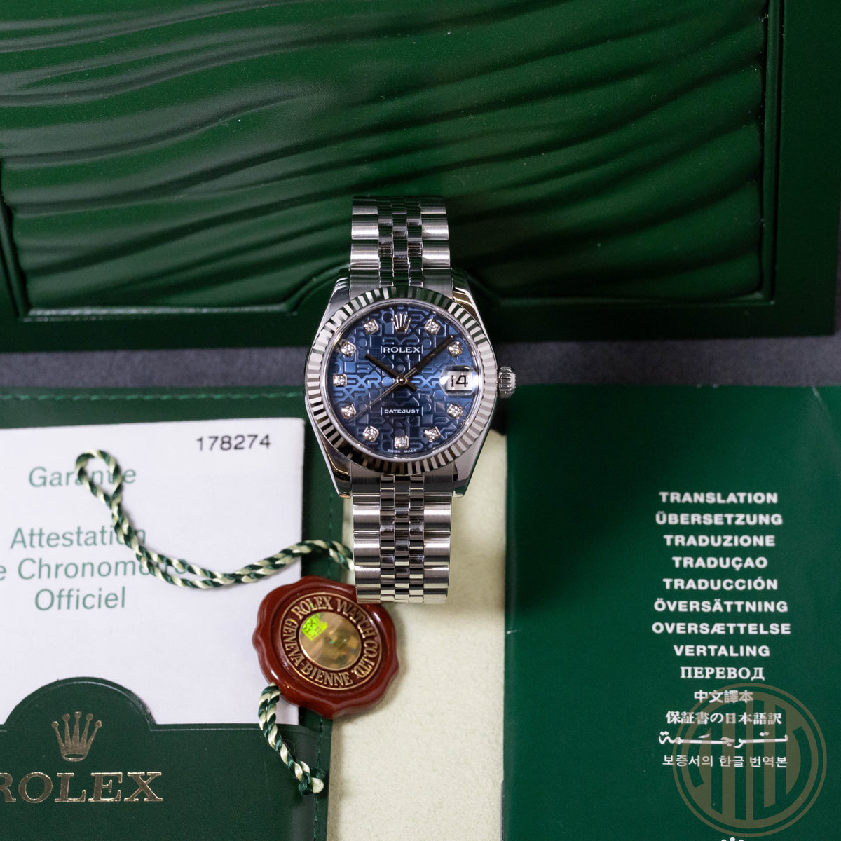 Rolex Datejust 31 Blue Diamond Jubilee Dial | Box and Papers | 2006 | 178274