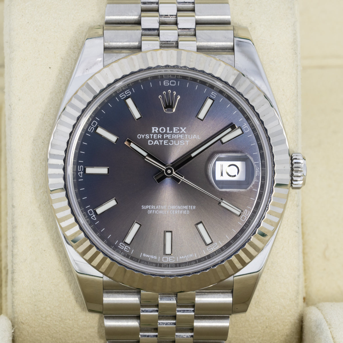 Rolex Datejust 41 Gray Purple Dial | Lc100 | Full set | 2018 | 126334