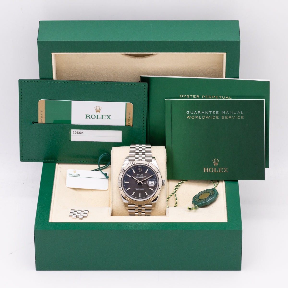 Rolex Datejust 41 Grey Purple Dial | Lc100 | Fullset | 2018 | 126334