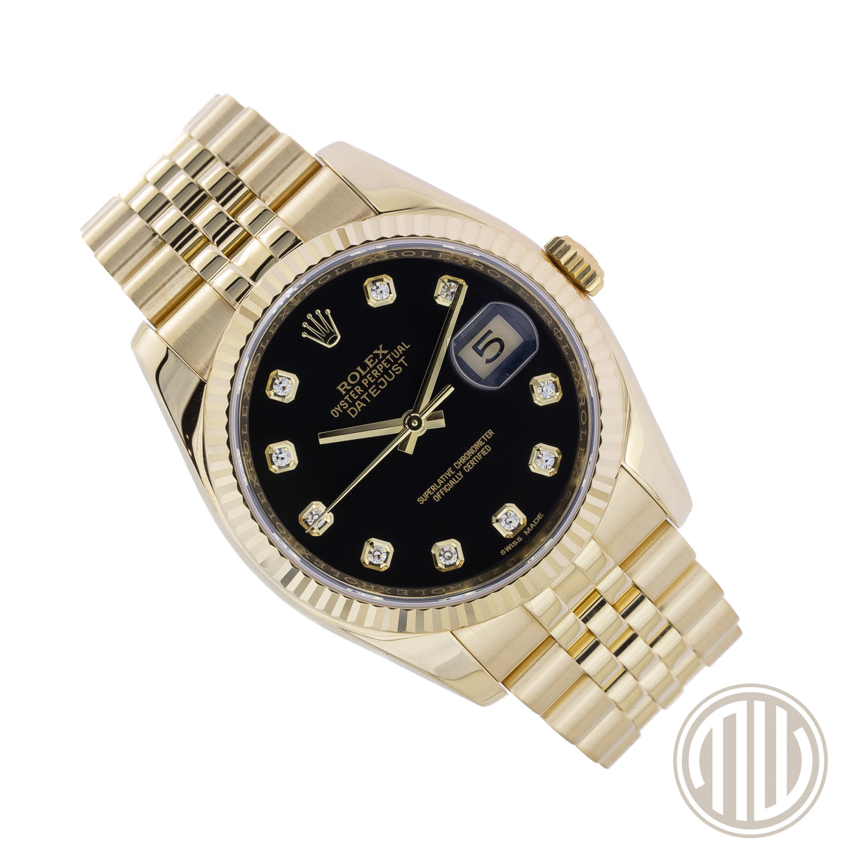 Rolex Datejust 36 Black Diamond Dial Lc100 | 18kt Yellowgold | Box and Papers | 2017 | 116238