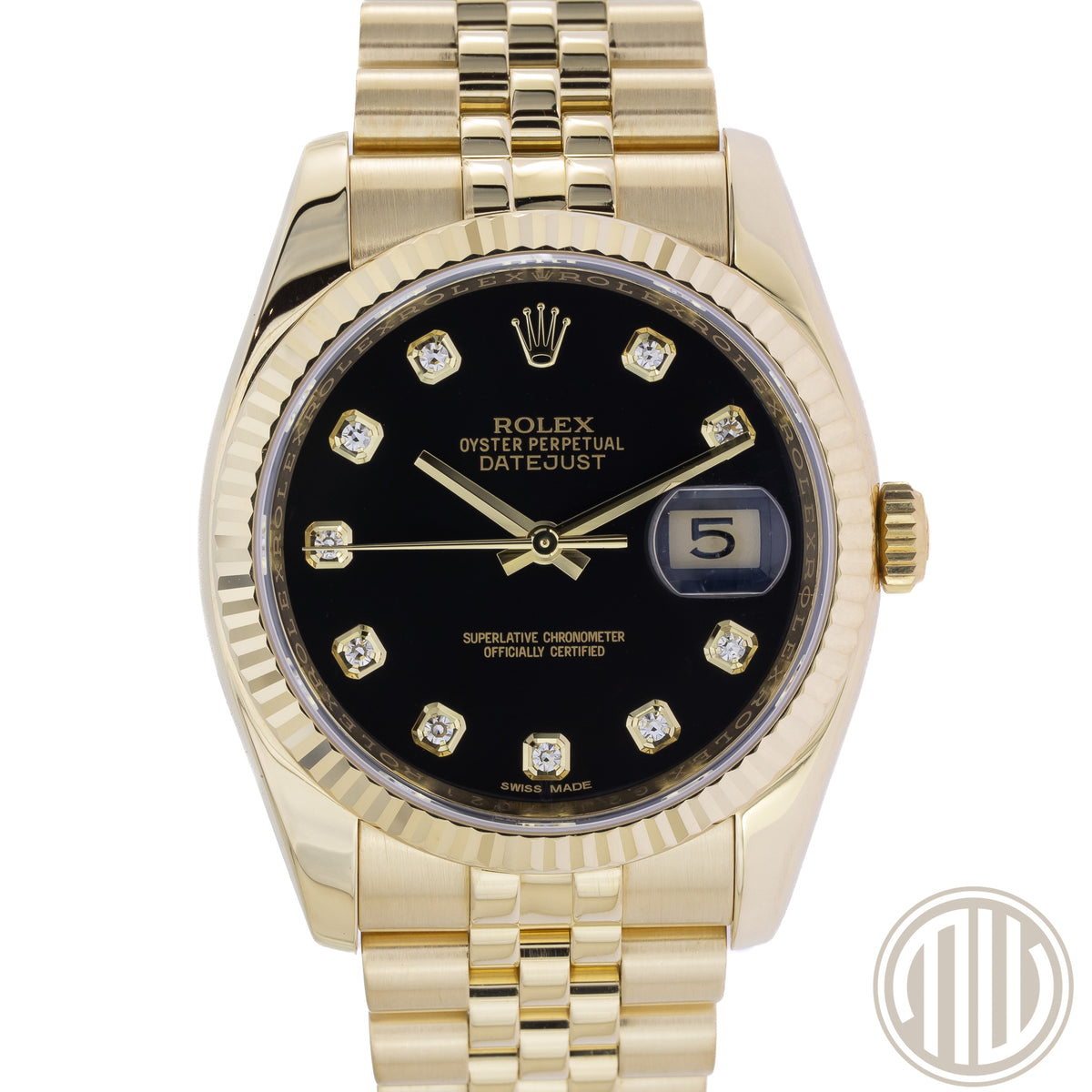 Rolex Datejust 36 Black Diamond Dial Lc100 | 18kt Yellowgold | Box and Papers | 2017 | 116238
