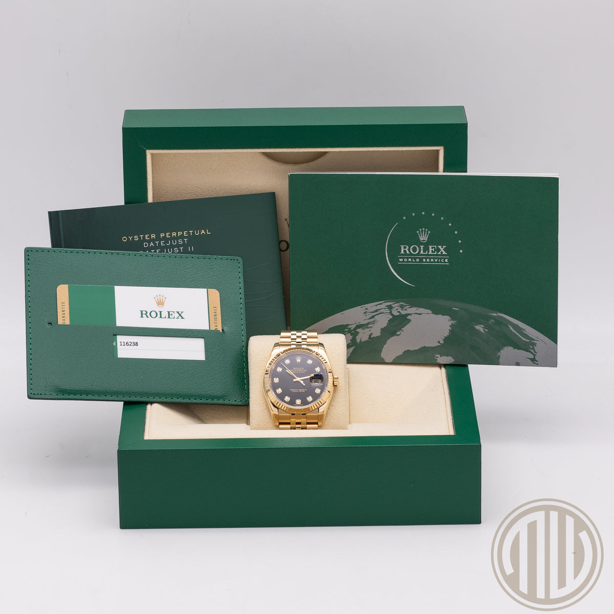 Rolex Datejust 36 Black Diamond Dial Lc100 | 18kt Yellowgold | Box and Papers | 2017 | 116238
