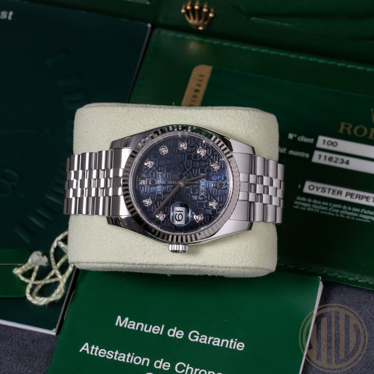 Rolex Datejust 36 Blue Jubilee Diamond Dial | Lc100 | Box and Papers | 2012