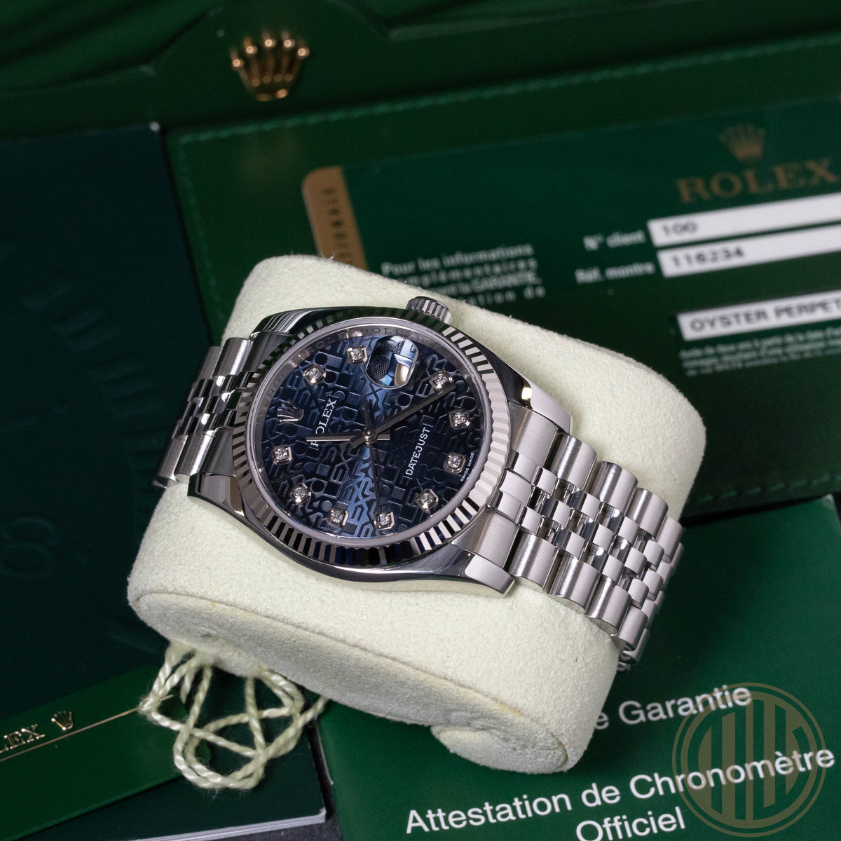 Rolex Datejust 36 Blue Jubilee Diamond Dial | Lc100 | Box and Papers | 2012
