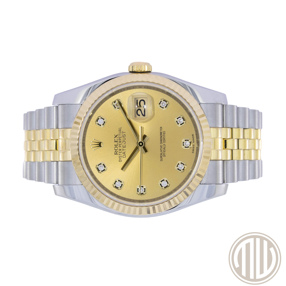 Rolex Datejust 36 Bicolor | Champagne Diamond Dial | 116233