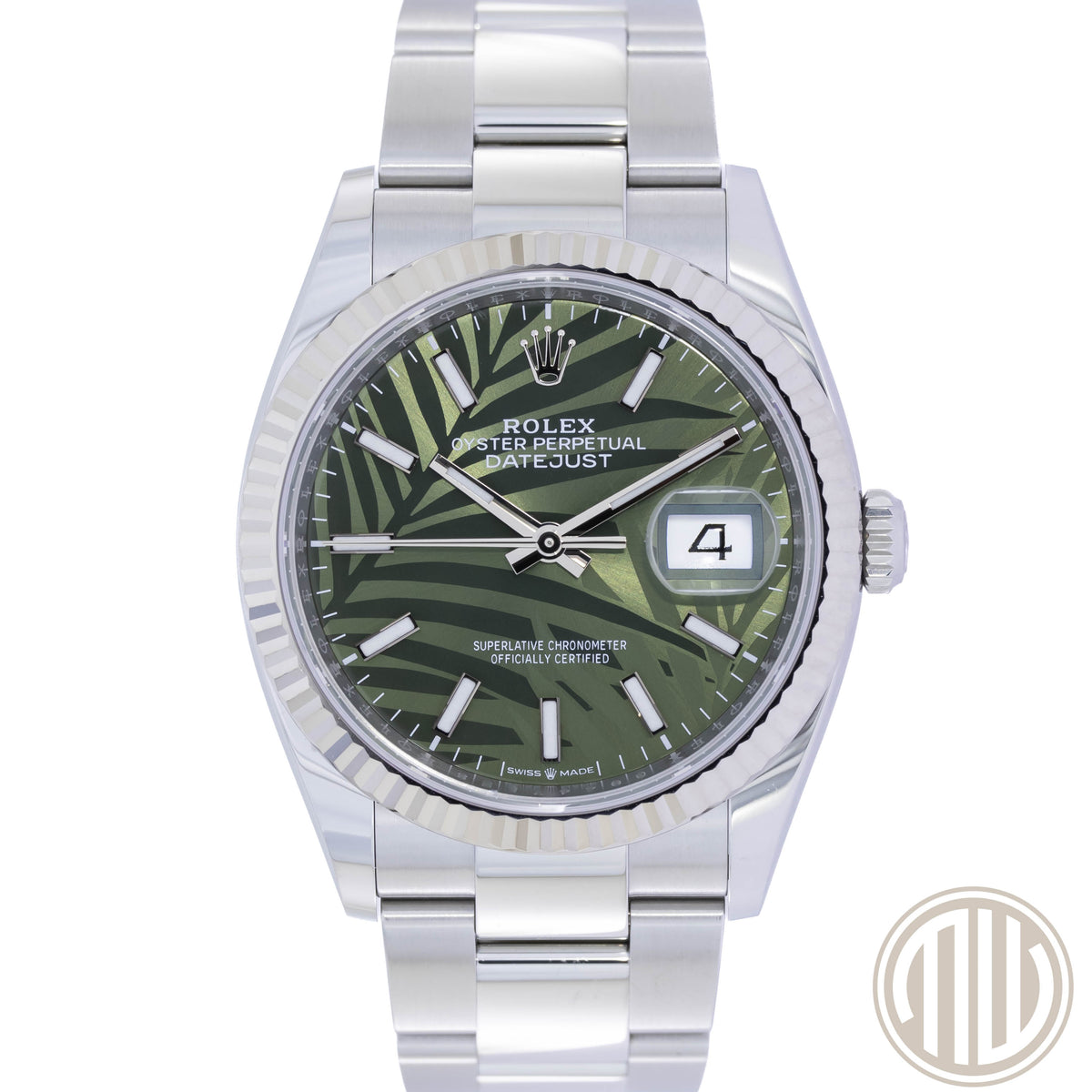 Rolex Datejust 36 Palm Motiv Dial | Whitegold Bezel | Box and Papers | 2023