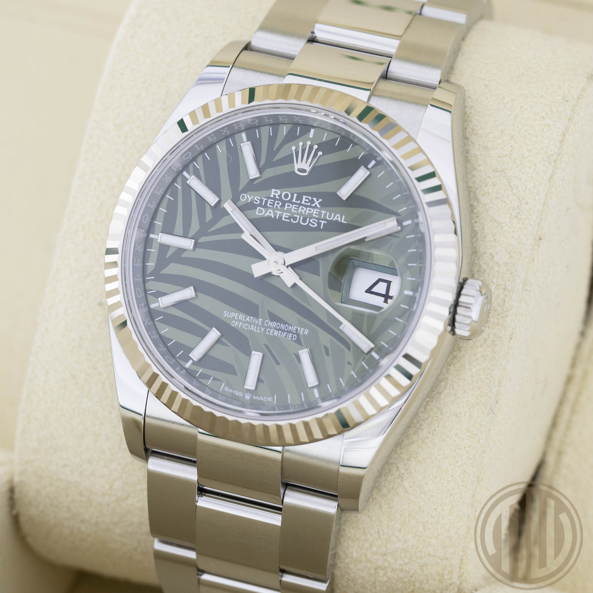 Rolex Datejust 36 Palm Motiv Dial | Whitegold Bezel | Box and Papers | 2023
