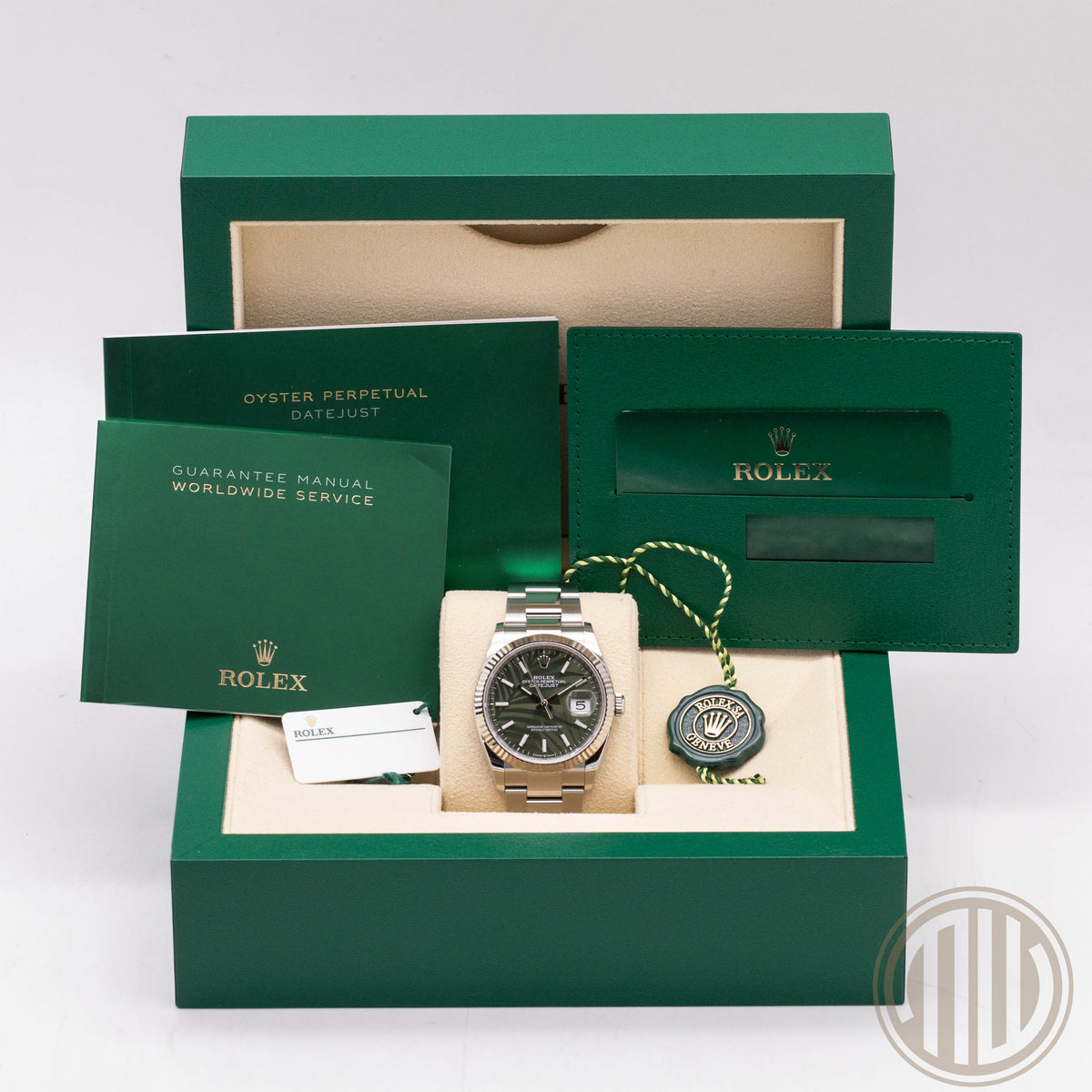 Rolex Datejust 36 Palm Motiv Dial | Whitegold Bezel | Box and Papers | 2023