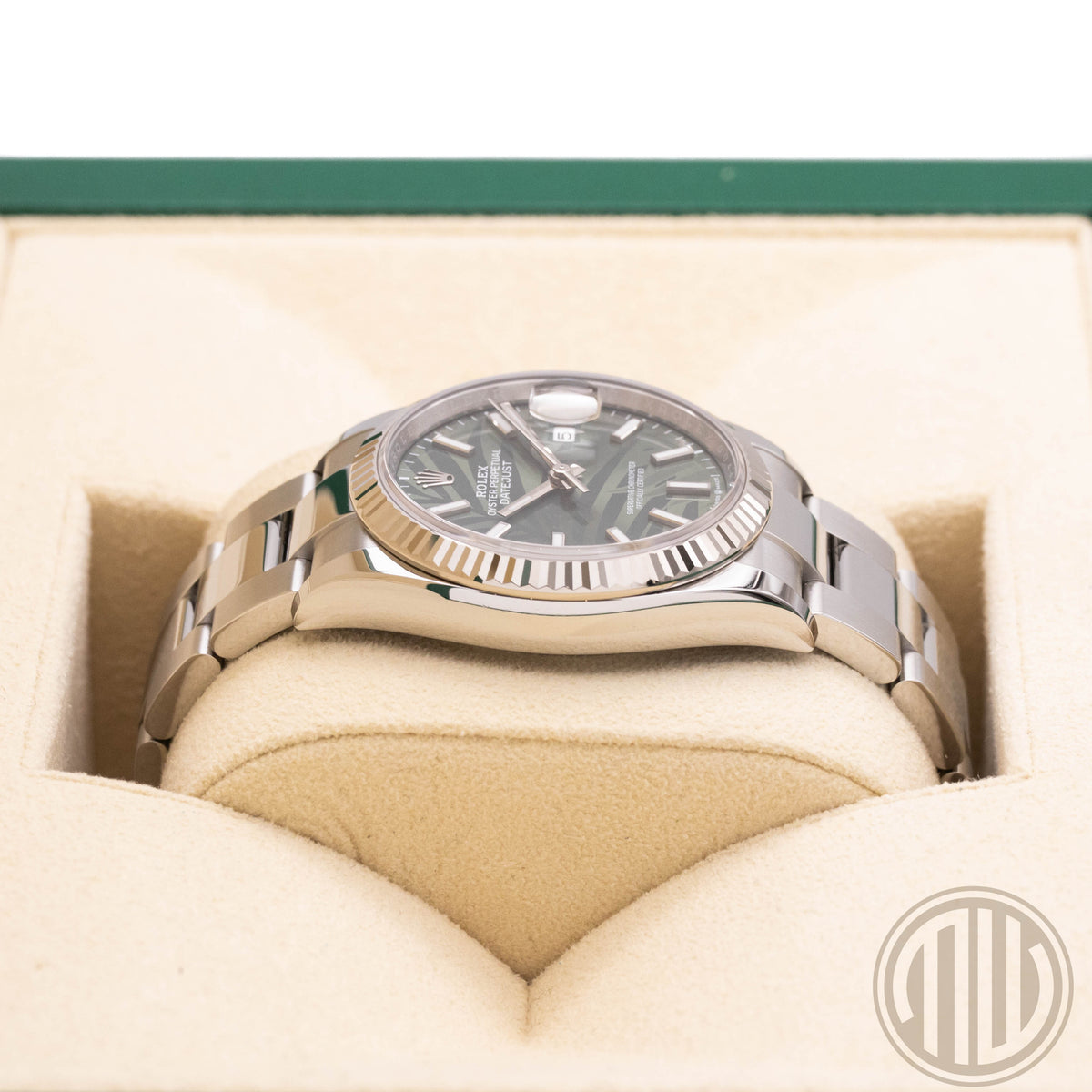 Rolex Datejust 36 Palm Motiv Dial | Whitegold Bezel | Box and Papers | 2023