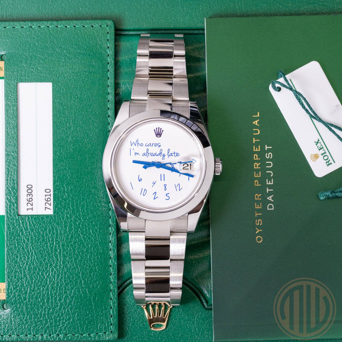 Rolex Datejust 41 | "Who Cares I´m already late" Dial | Box and Papers | 2020 | 126300