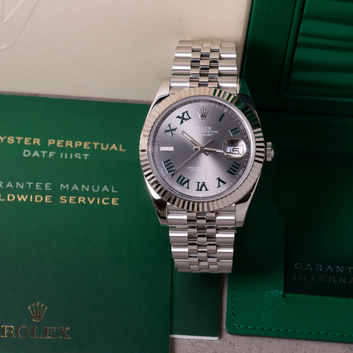 Rolex Datejust 41 Wimbledon | Jubilee | WhitegoldBezel | Box and Papers | 2021
