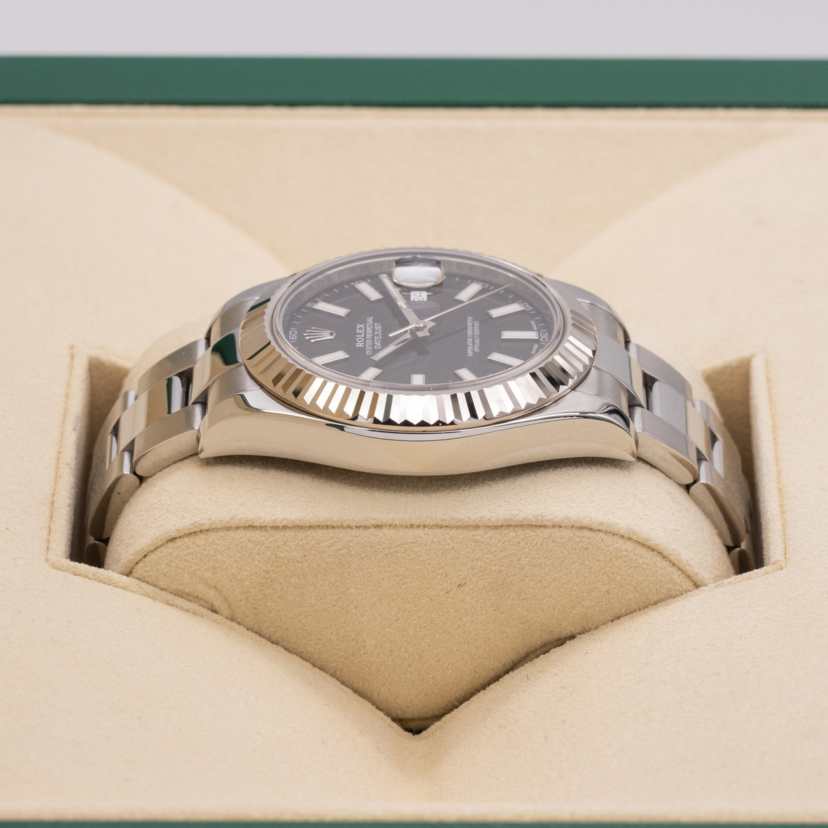 Rolex Datejust II Whitegold Bezel Black Dial Box and Papers