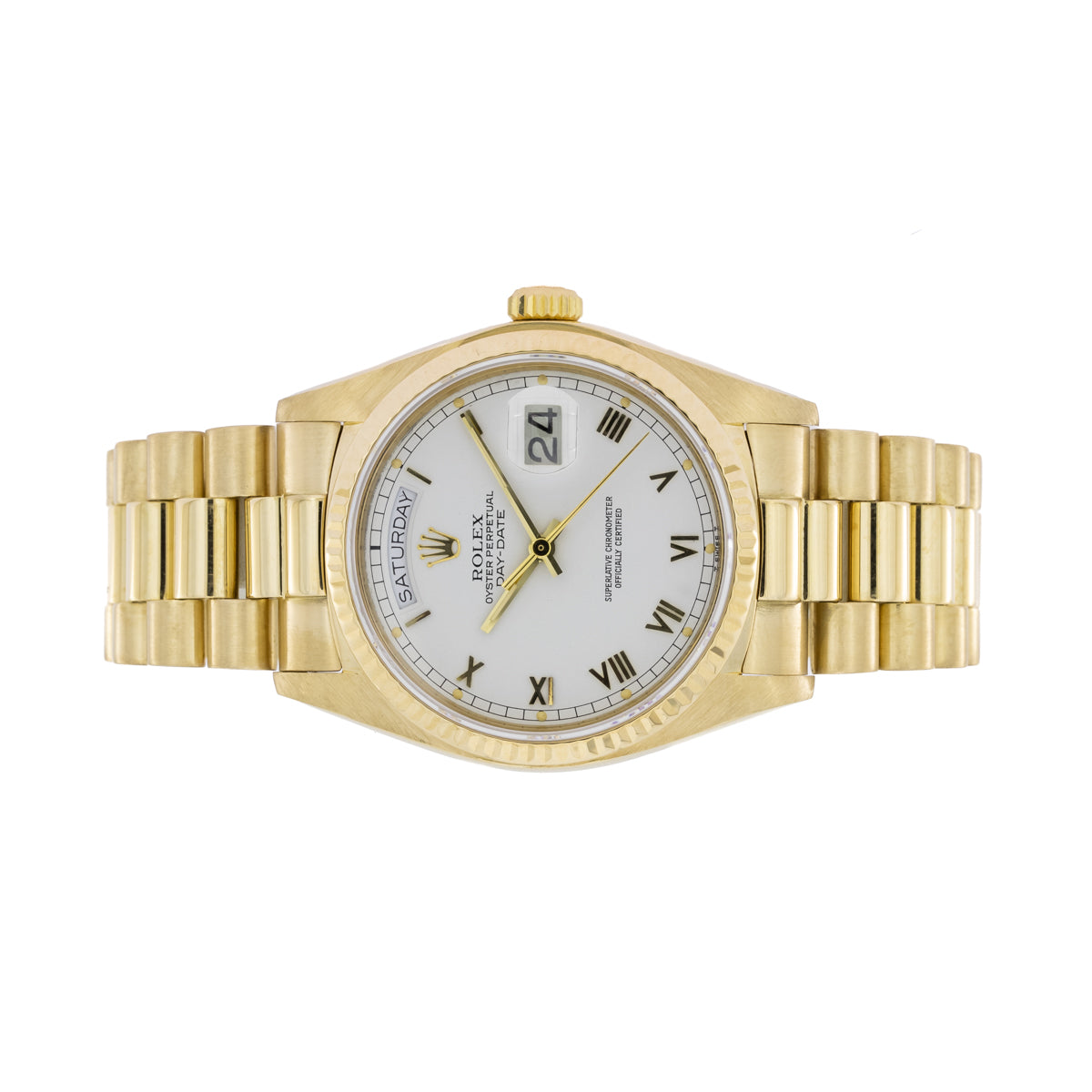 Rolex Day-Date 36 White Roman Dial | 18Karat Yellowgold | 18038